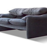 Sofa "Maralunga" by Vico Magistretti edition Cassina velvet bicolor