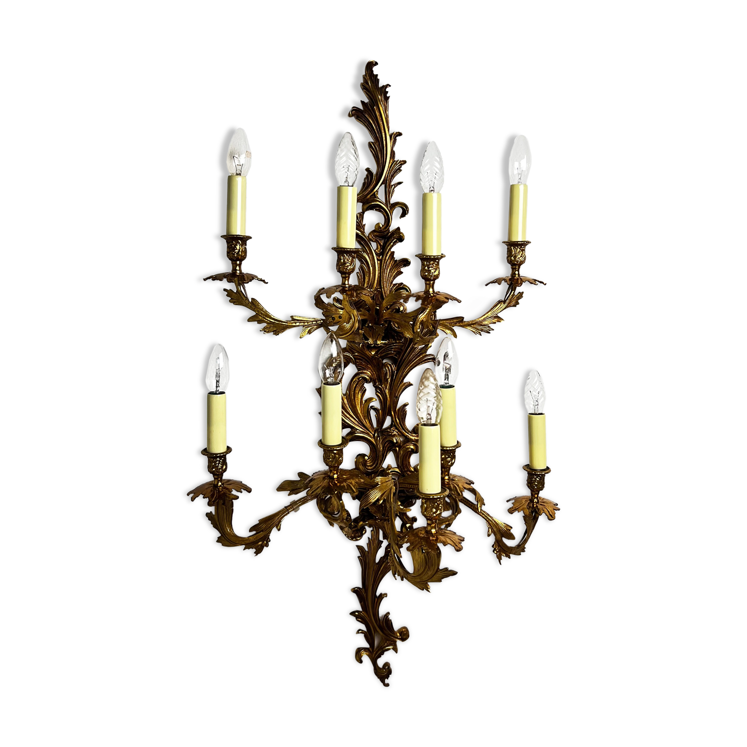 Louis XIV style brass wall lamp 9 arms