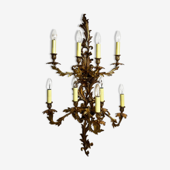 Louis XIV style brass wall lamp 9 arms