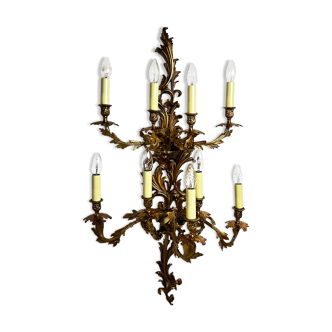 Louis XIV style brass wall lamp 9 arms