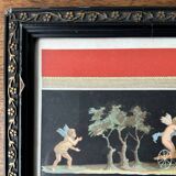 Gouache or watercolor depicting scenes from Pompeii at the end of the 19th century