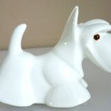 Salt and pepper shakers, glazed ceramic, Scottish terrier dog, signed
