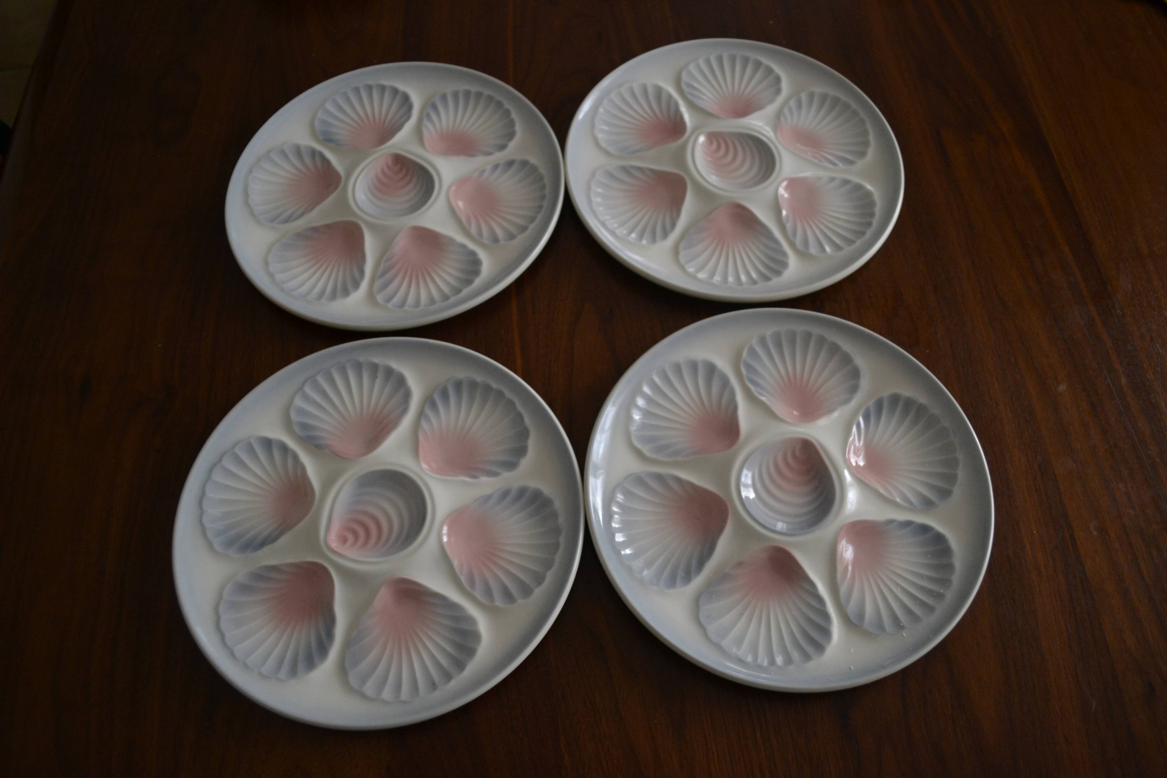 Lot de 4 assiettes à Huitre Moulin des Loups