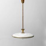 Lampadario a sospensione circolare vetro ottone anni ’50 vintage