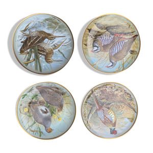 Set de 4 assiette décorés d'oiseaux