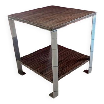 Table basse, d'appoint en bois de Zebrano et chrome, années 70