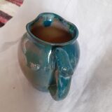 Glazed glazed pot in blue-green and stamped