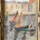 Painting painting 1935 Dunkirk Cottin marine port