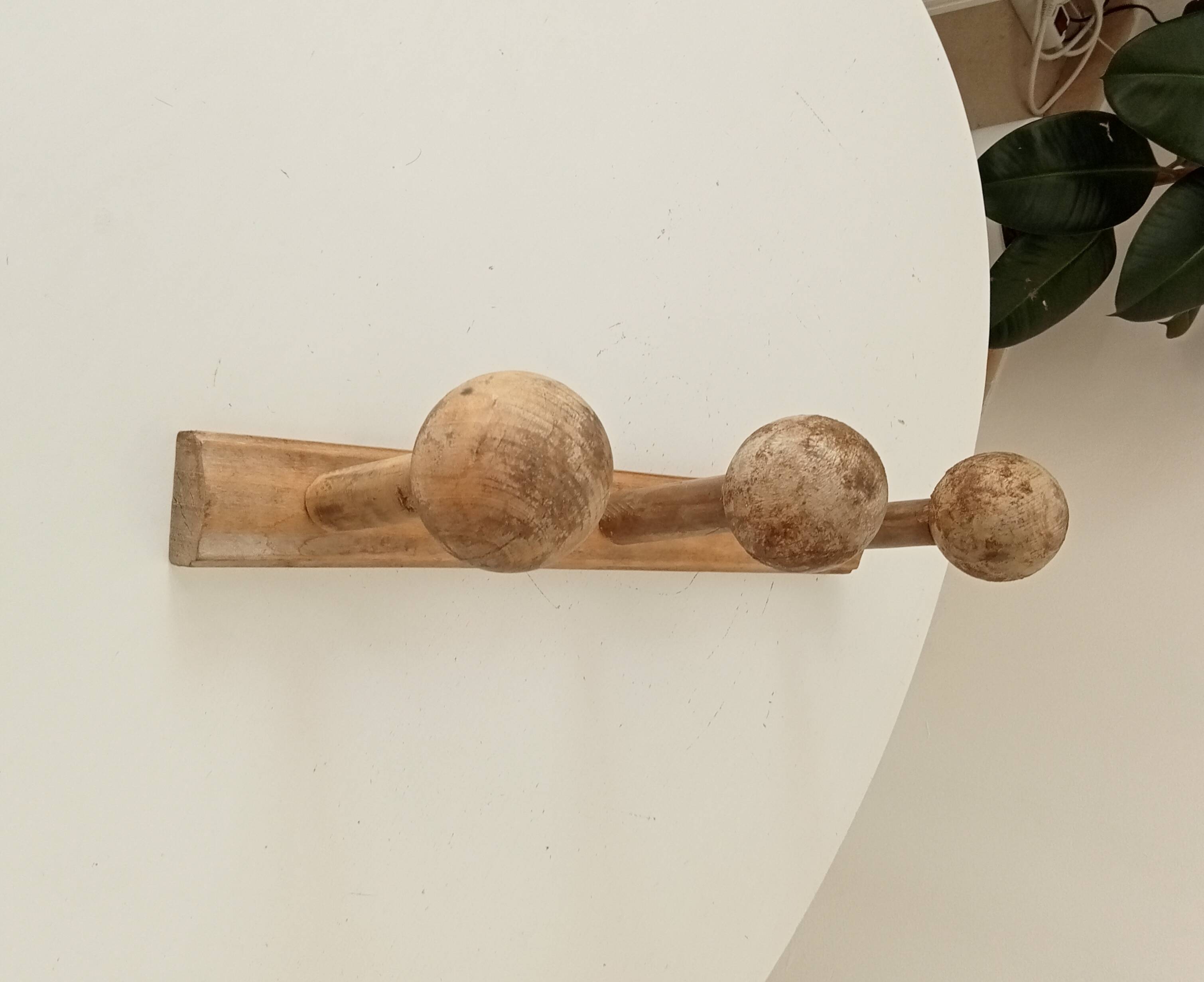 Old folk art wall coat rack