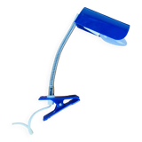 Lampe pince orientable bleue, flexible chrome, années 800, vintage