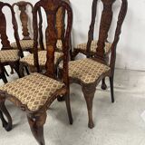 Set of eight Dutch marquetry chairs from the 19th century.