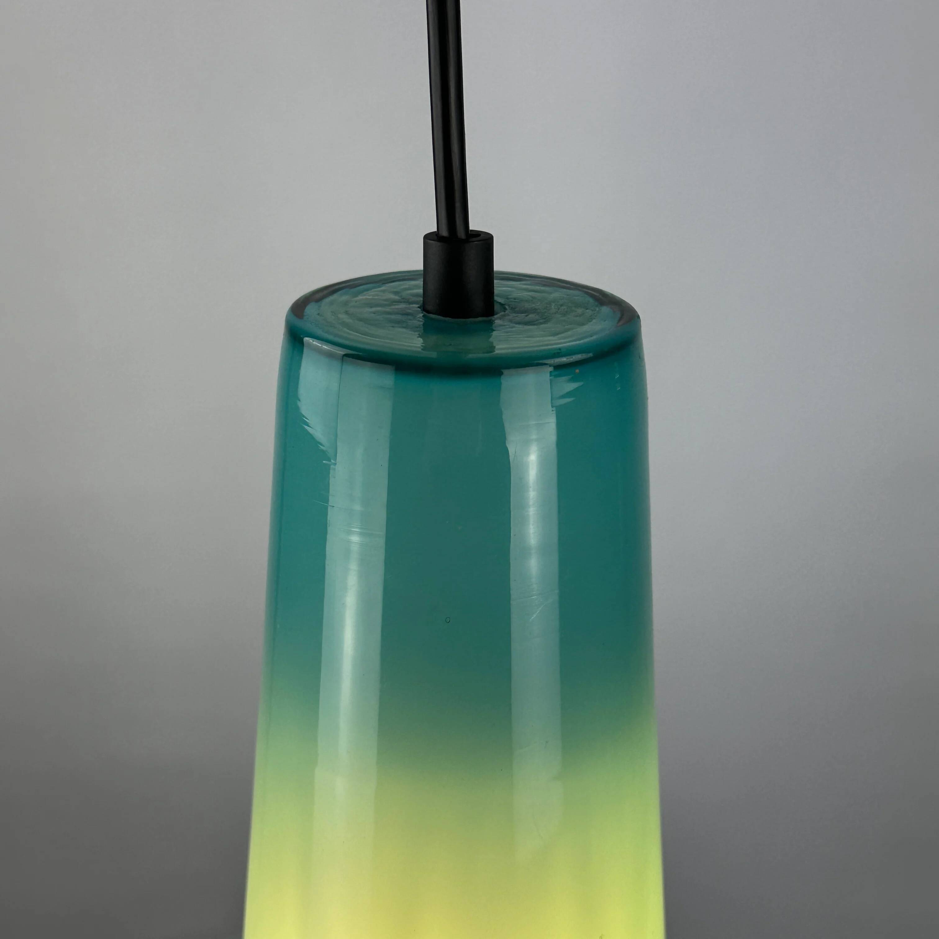 Light blue glass suspension by Massimo Vignelli for Venini, 1950