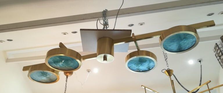 Brass and Murano glass chandelier