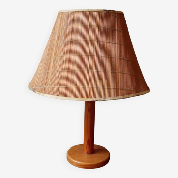 Pine lamp and rush lampshade from the 60s