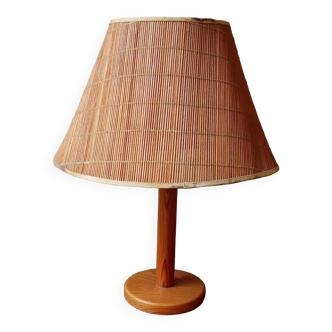 Pine lamp and rush lampshade from the 60s