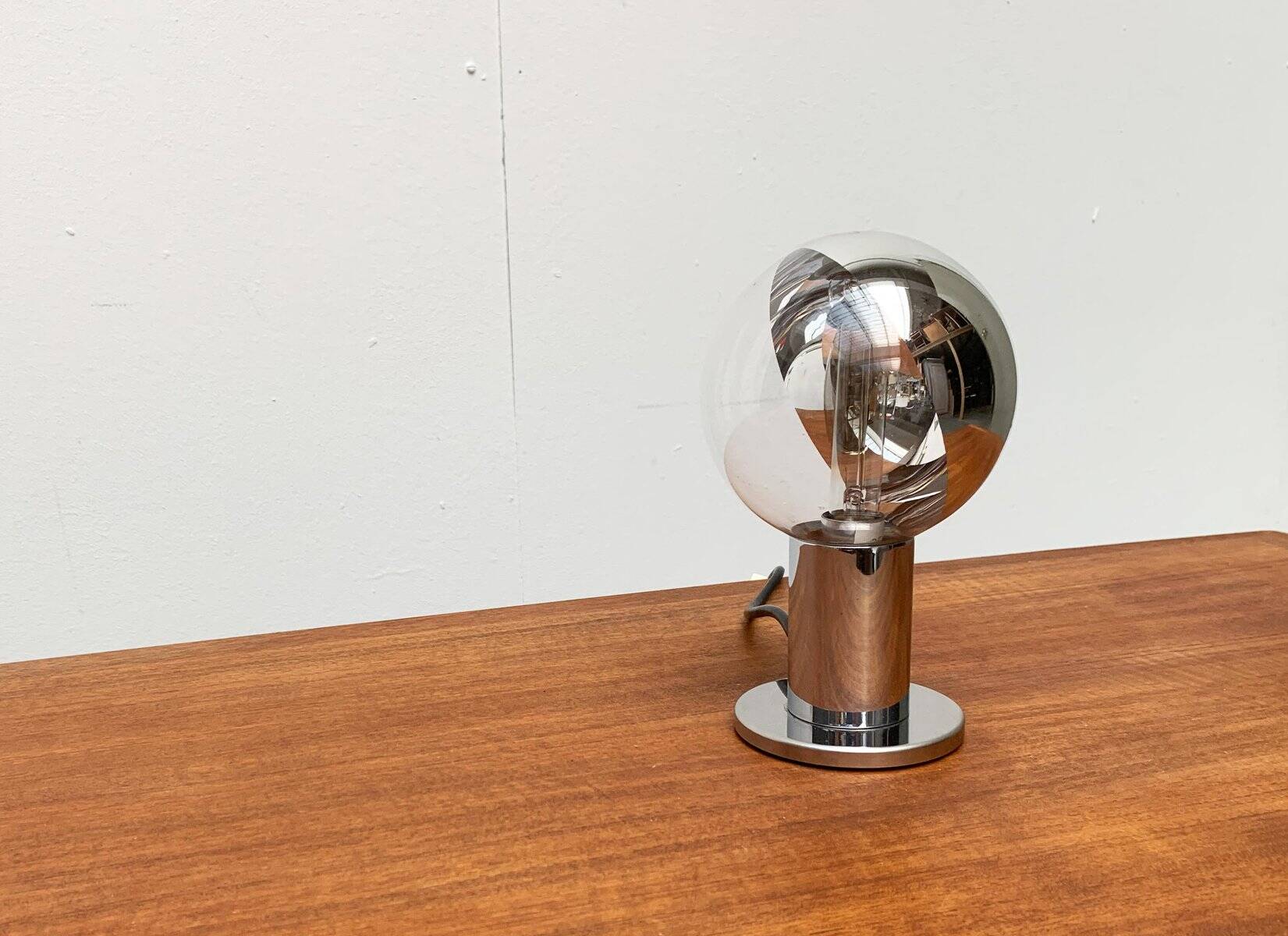 Vintage German table lamp in chrome and glass by Motoko Ishii for Staff.