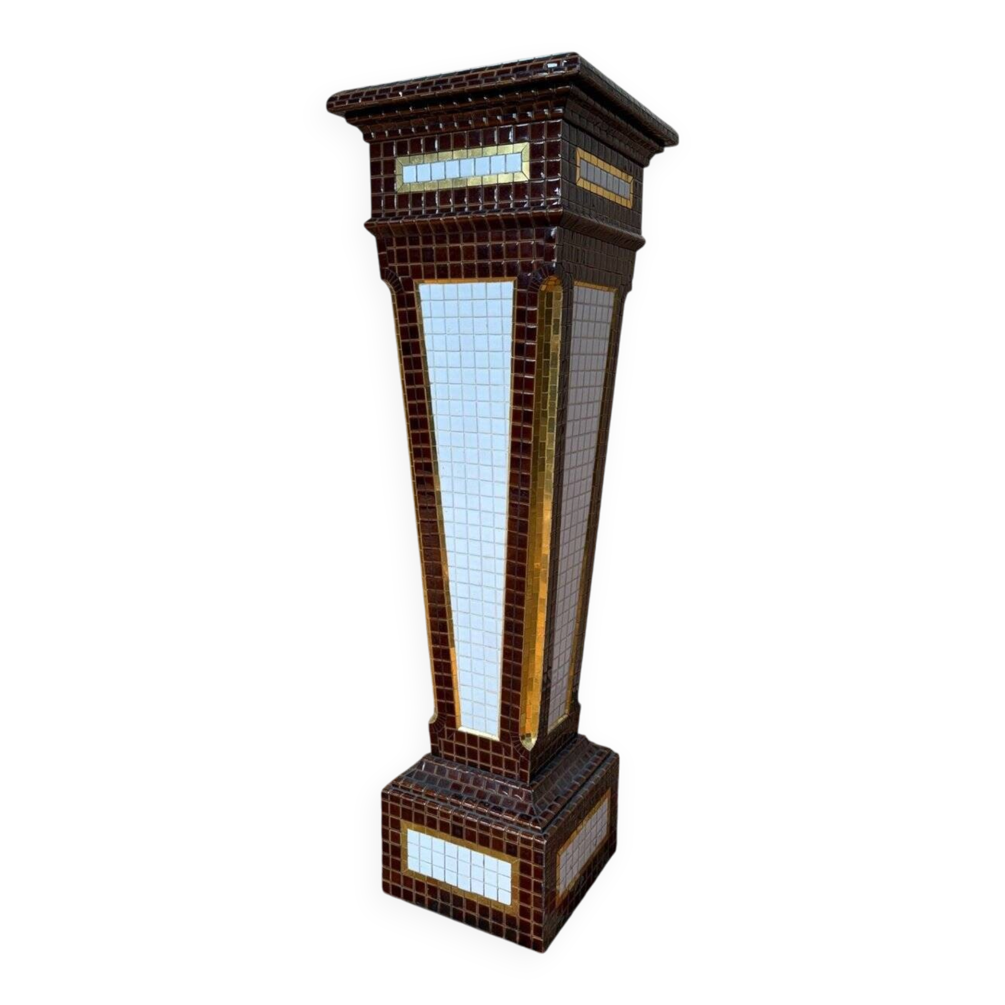 Colonne - Sellette - Gaine Art Déco – Faïence émaillée mosaïque – Années 19