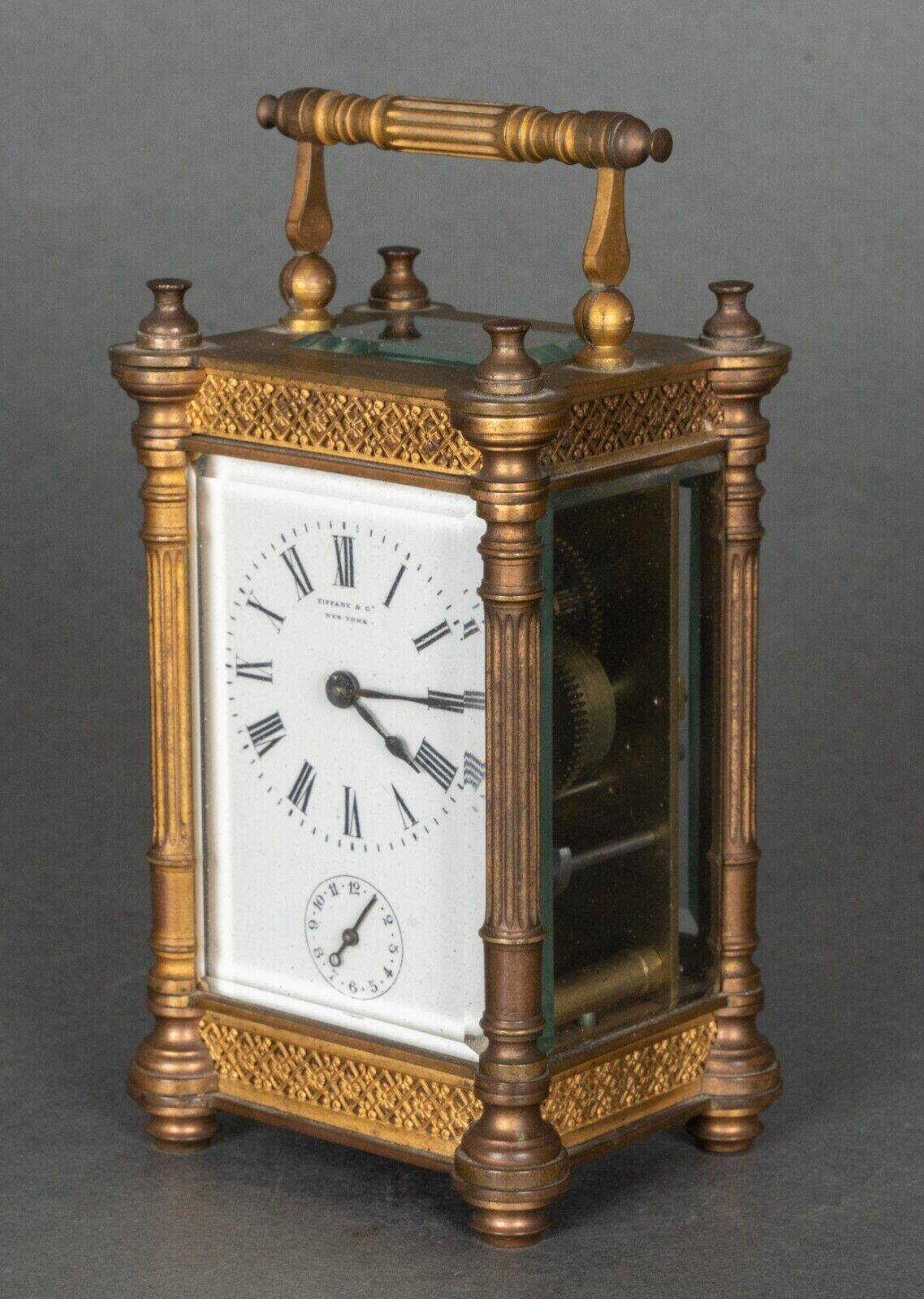 Clock Tiffany & Co New York officer's clock skeleton columns