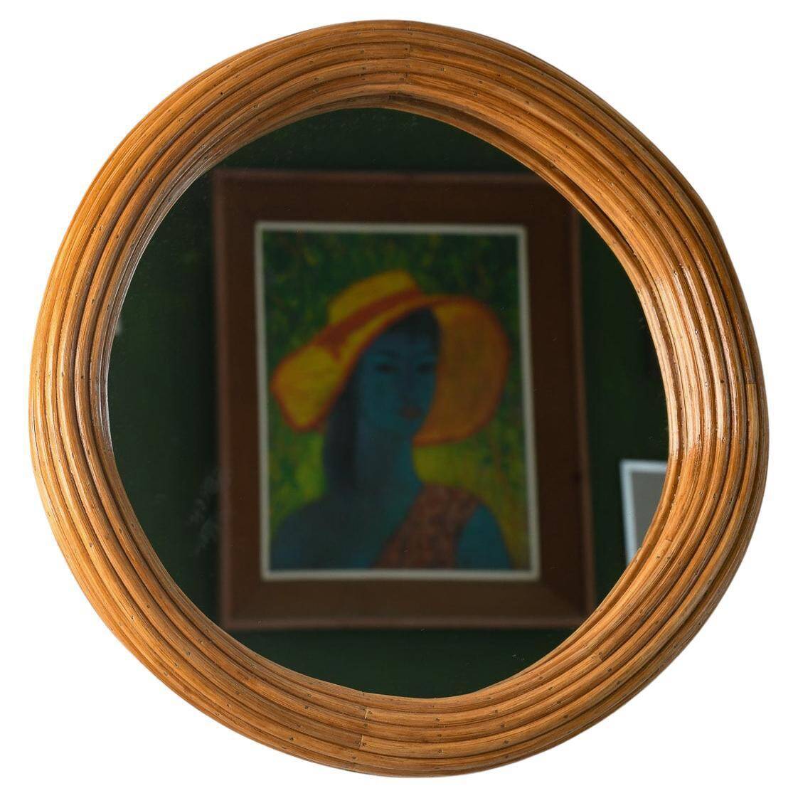 Round Rattan Wall Mirror