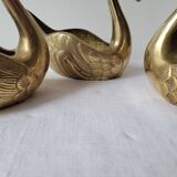 Trio of zoomorphic brass swan empty pockets