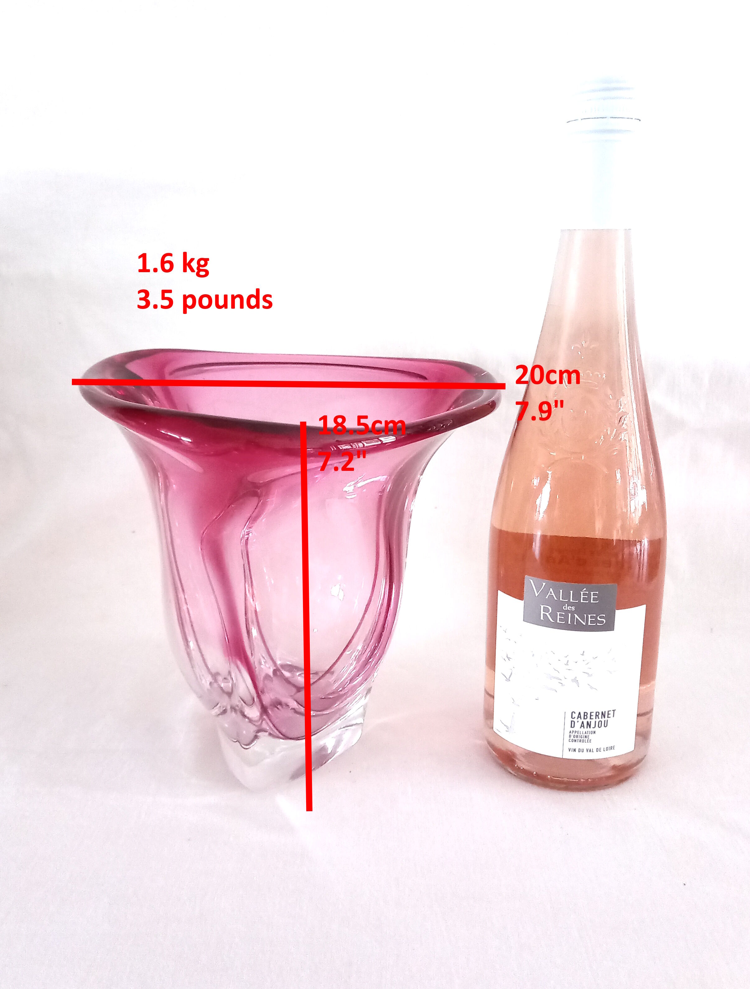 Vase Studio Cristal de Val st Lambert in Rose Cranberry