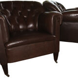 Vintage Dark Brown Leather Club Chair
