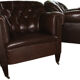 Fauteuil Club en cuir marron