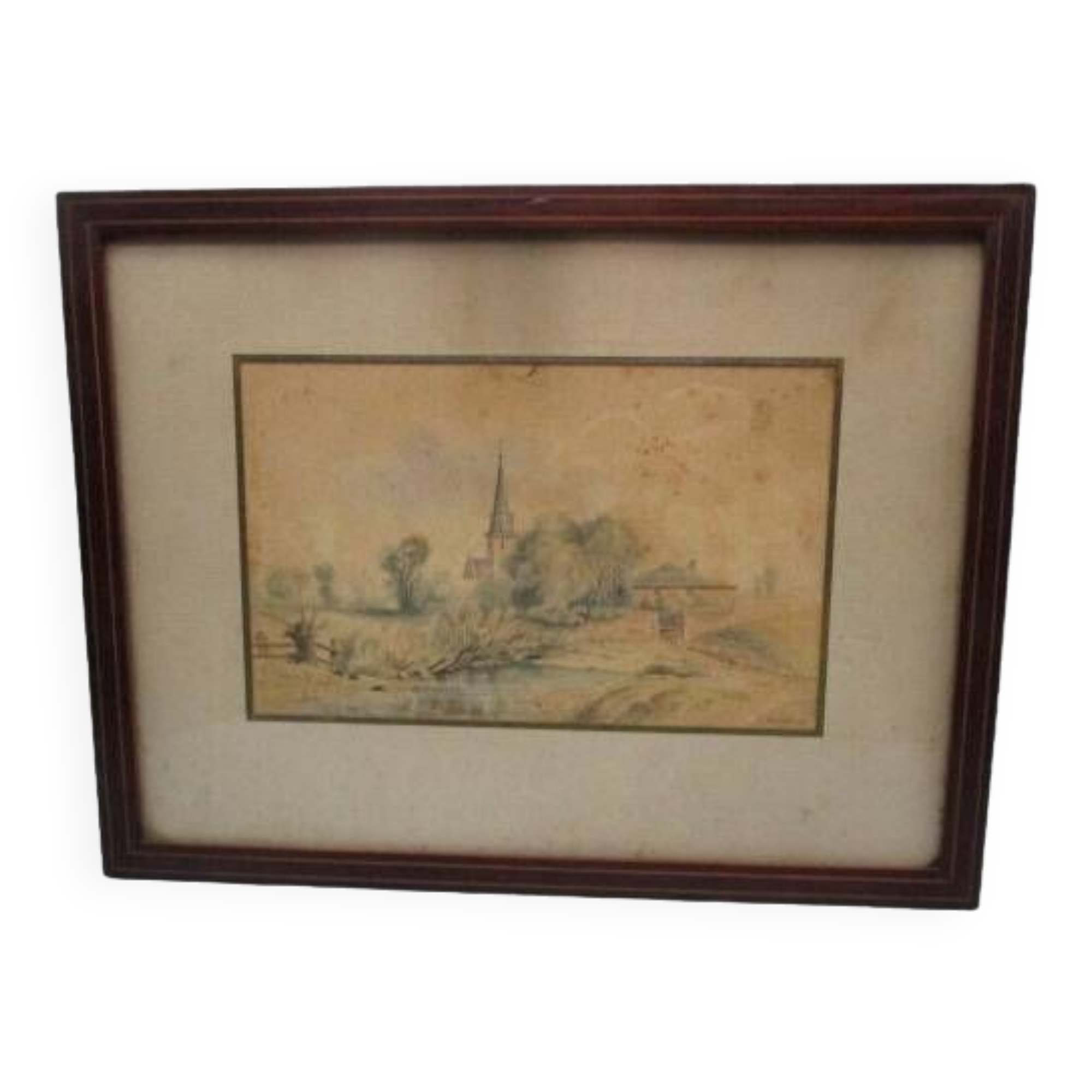 Old watercolor - village view 1880