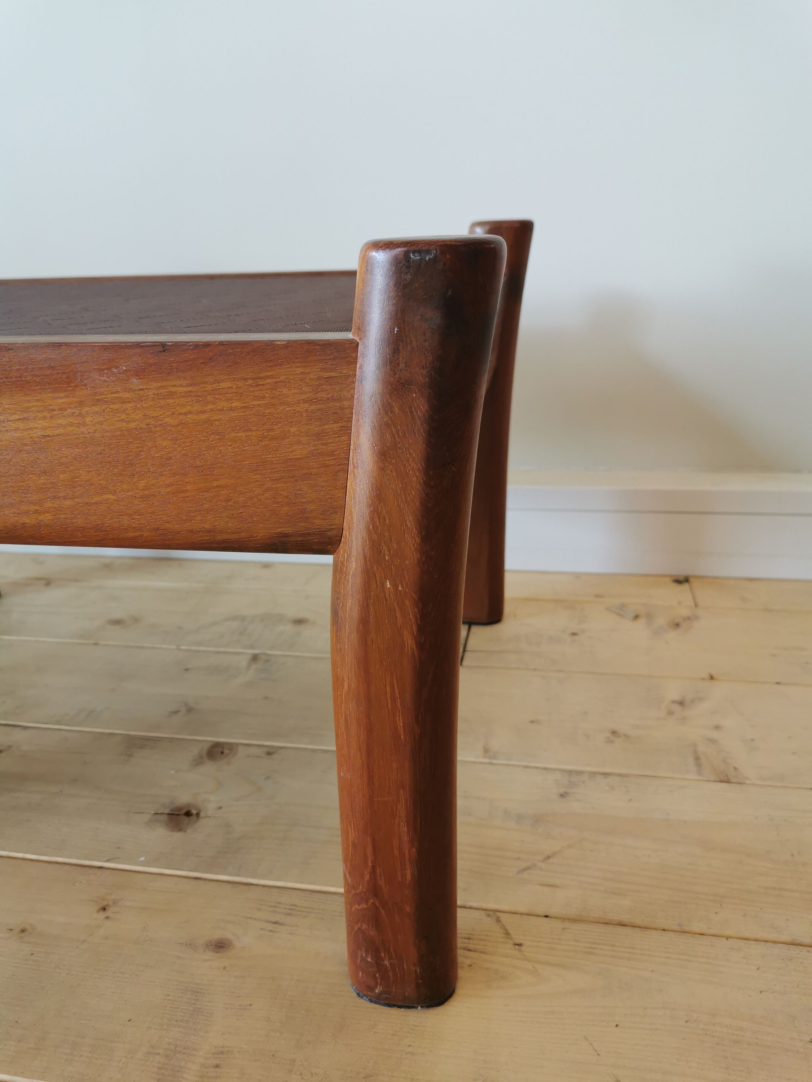 Pair of Dyrlund leather footrest 60s leather