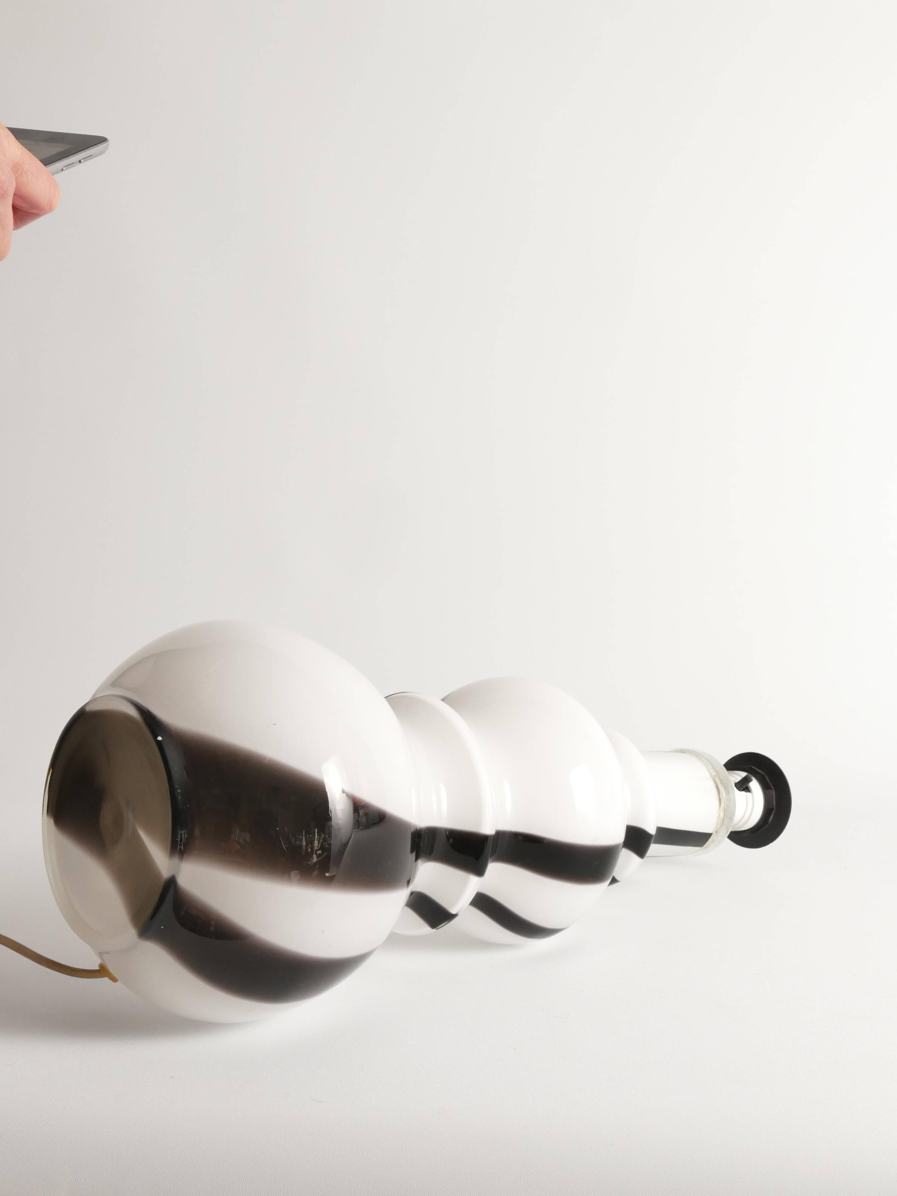 Sculptural Art Glass Murano Style Table Lamps, Black & White, 1960s, Set of 2