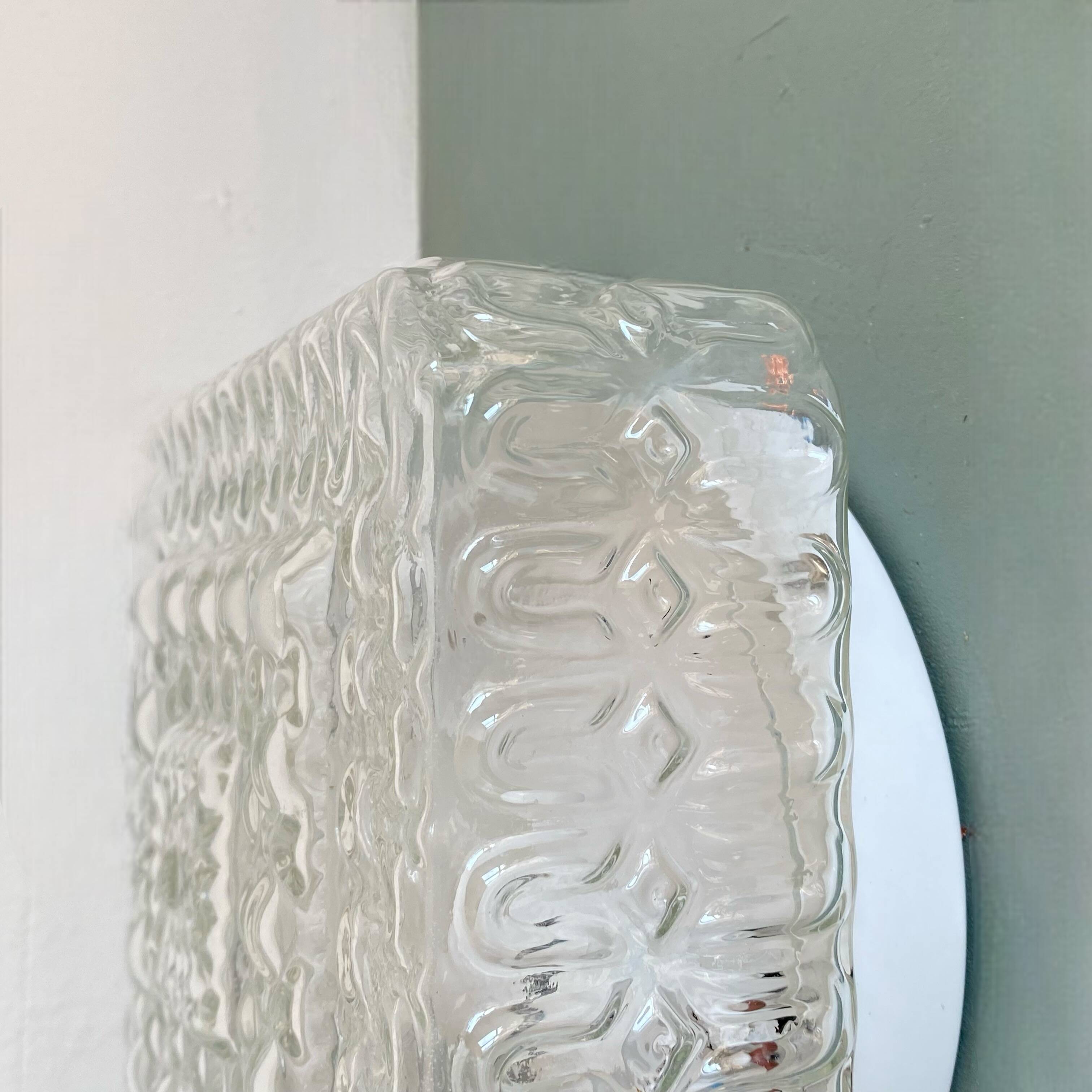 Square wall light ceiling light transparent glass gold 1970 1980 seventies
