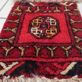 Tapis vintage fait main Ersari – 25 x 31 cm – Rouge éclatant - 1C969