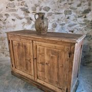 Antique French work cabinet in pine with two doors – rustic country style