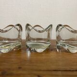 Trio of thick glass tea light candle holders