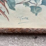 Old watercolor under glass