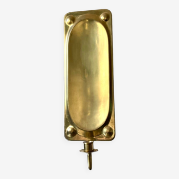 Scandinavian giant vintage brass wall candle holder sconce.