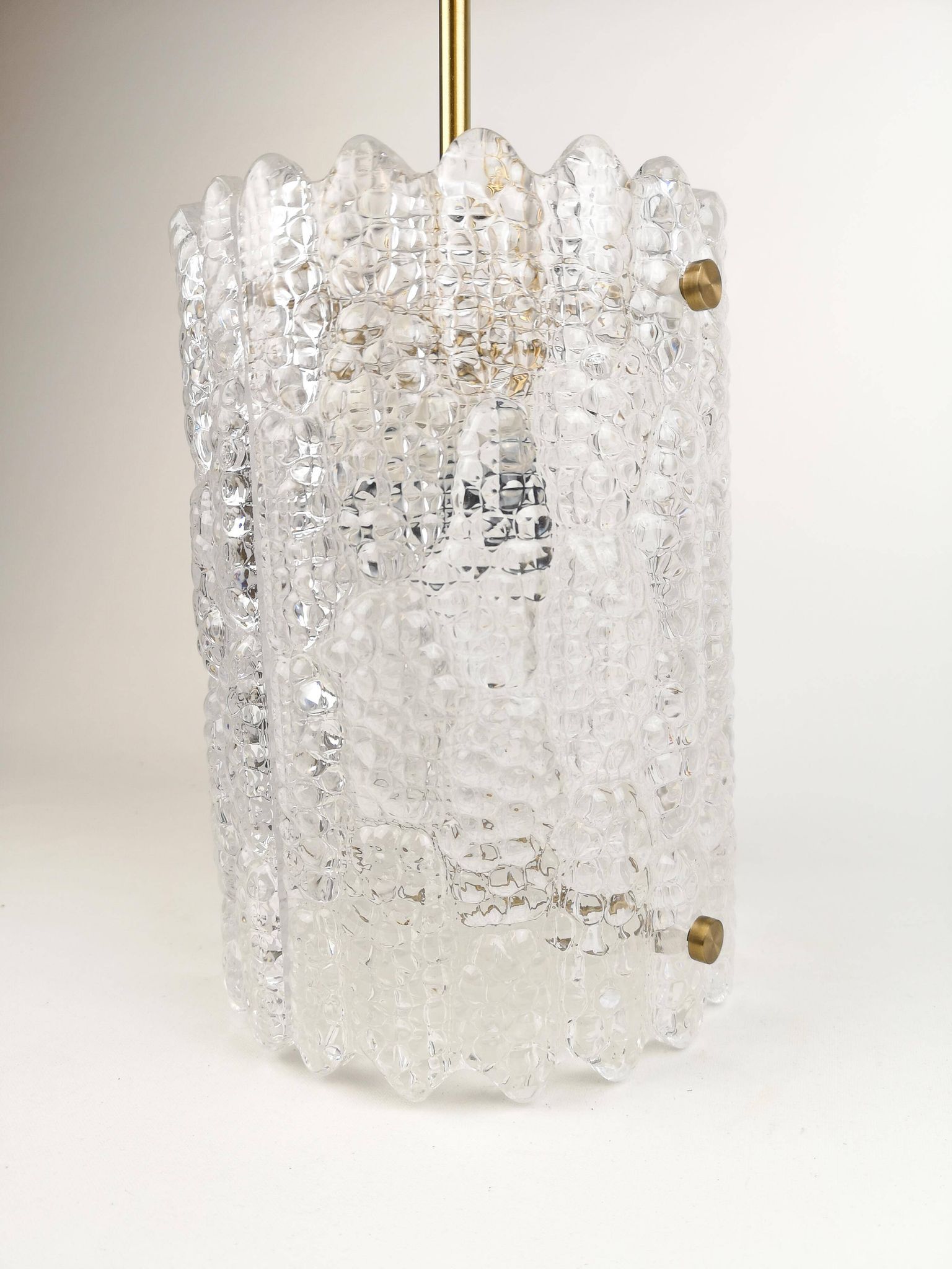Suspended cylindrical crystal chandelier Mid-Century modern Carl Fagerlund for Orrefors, 1960s