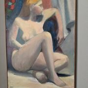 Huile sur toile portrait tableau contemporain tons pastel