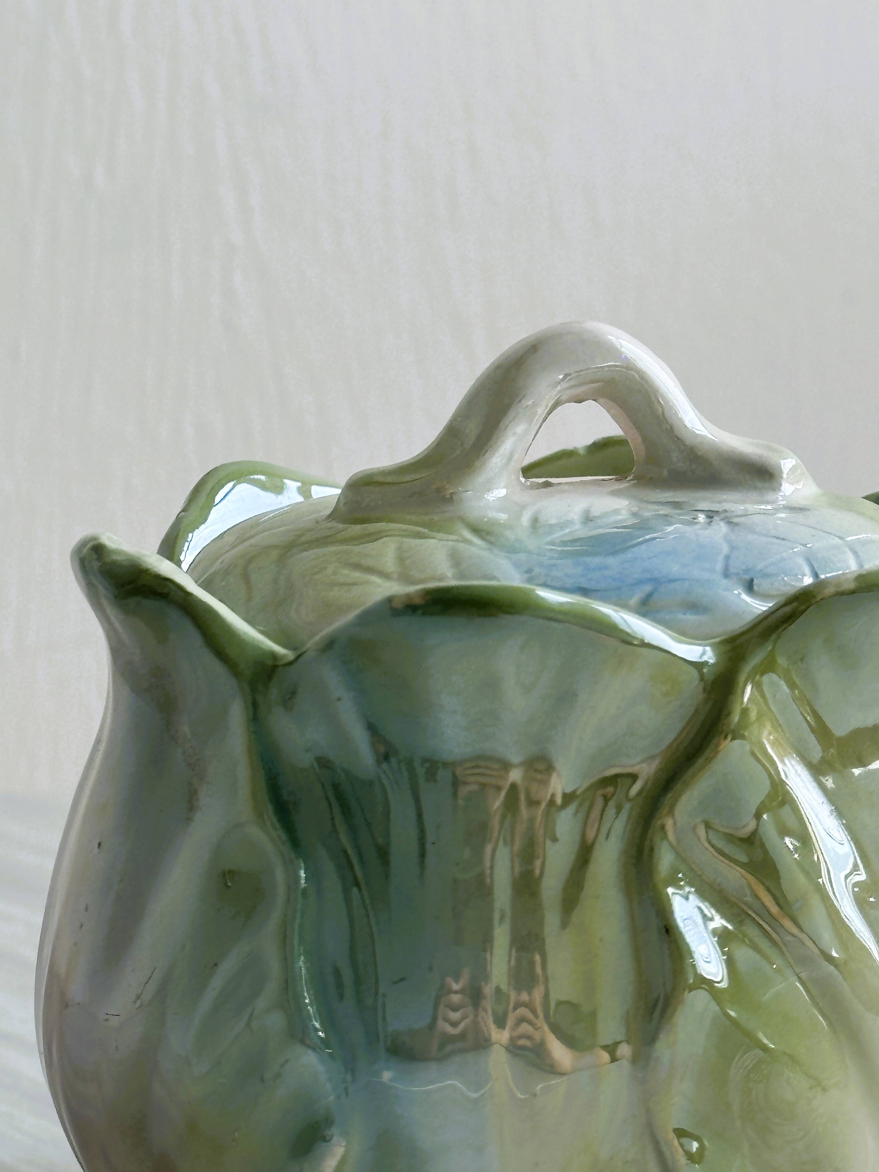 Sugar bowl - cabbage slip condiment pot.