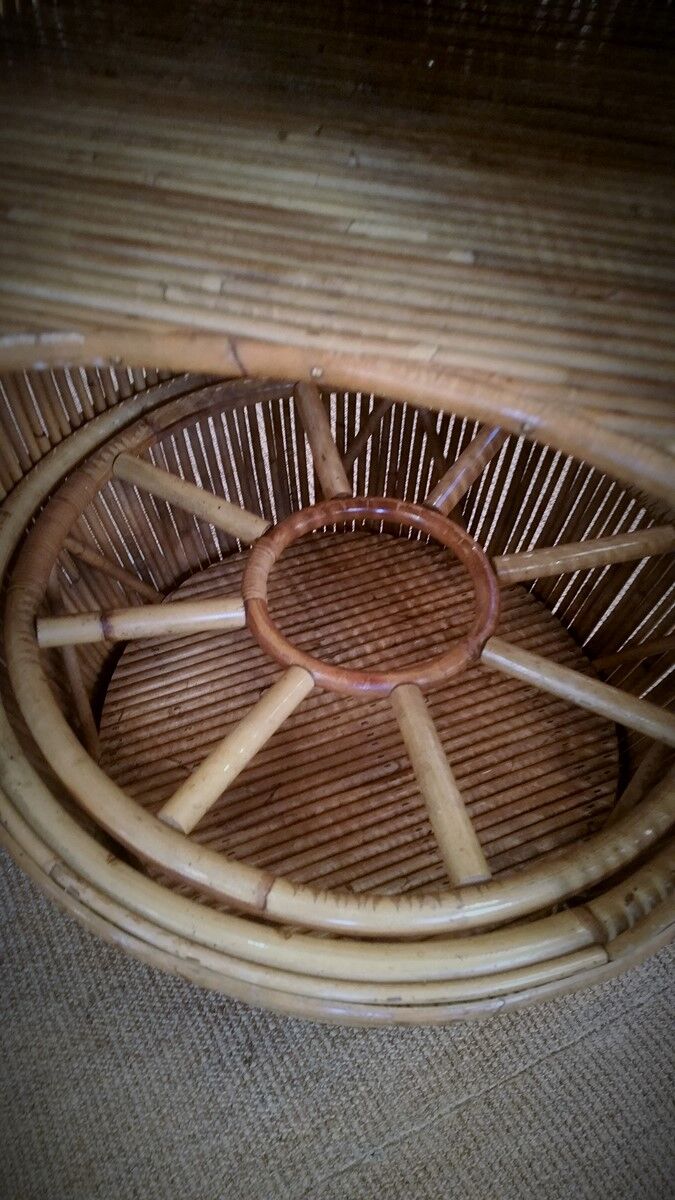 Bar on wheels vintage rattan