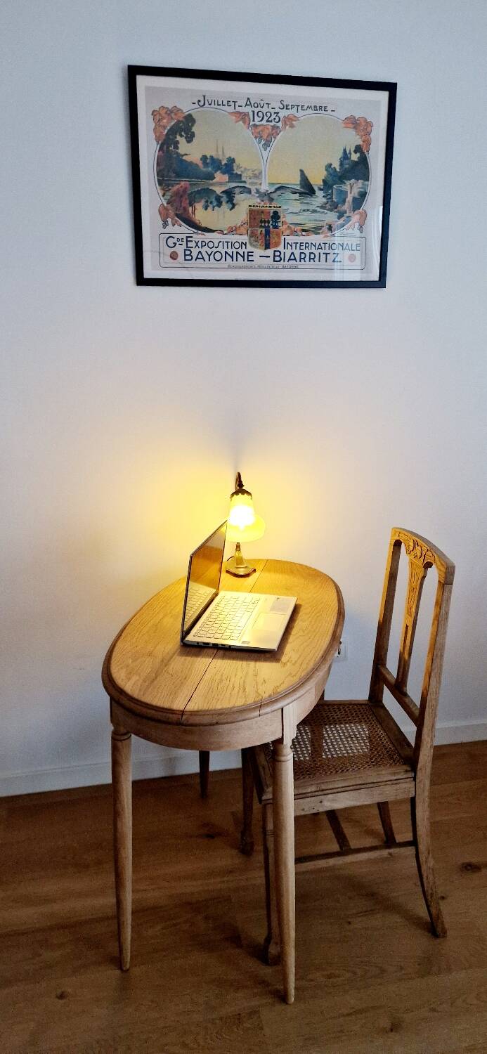 Louis XVI style oak desk console table