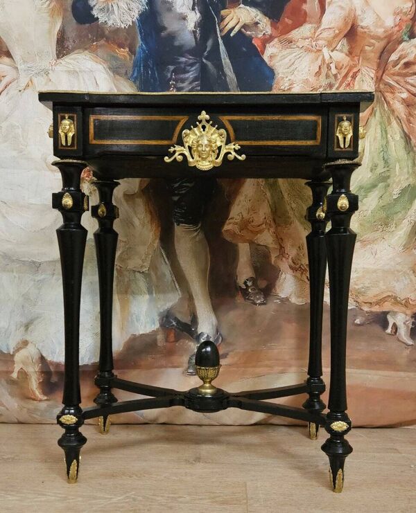 Table de courtoisie ''Boulle'' époque Napoléon III en marqueterie