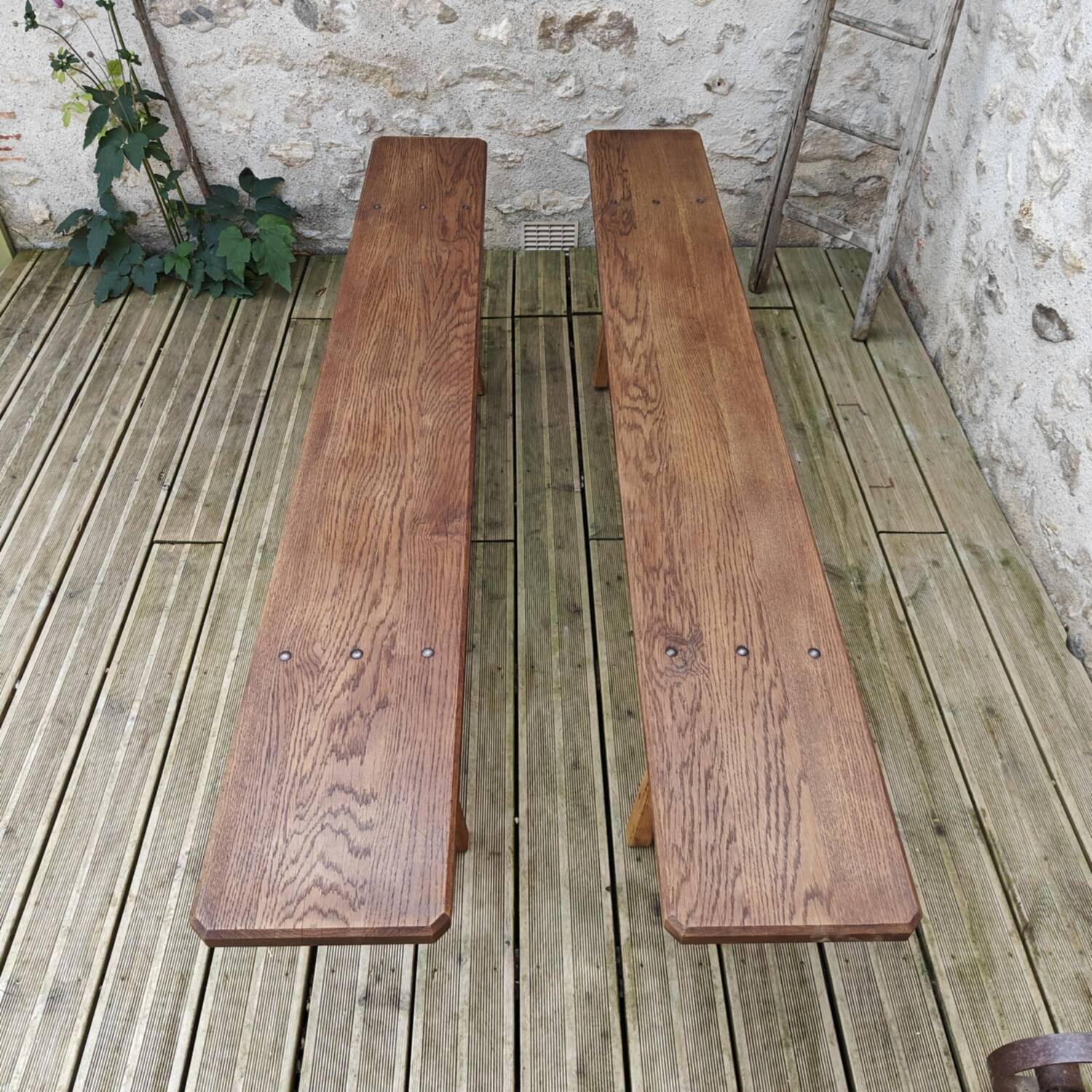 Pair of oak benches