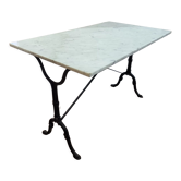 Table de bistrot dessus marbre pied en fonte,  110×65cms