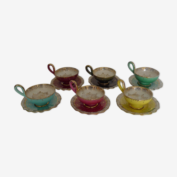 Series of 6 cups and colorful 60s cups