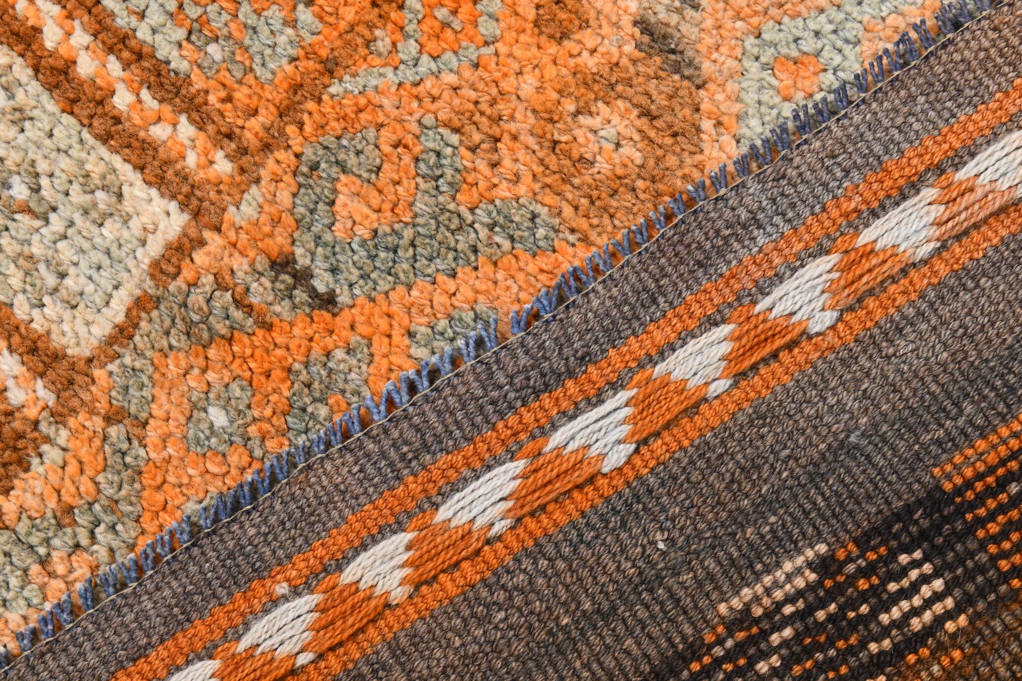 3x11 Orange Brown Tribal Turkish Vintage Runner Rug, 88x330Cm