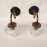 Swan neck and antique glass wall lights