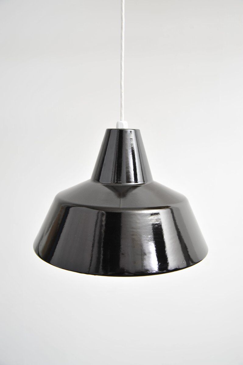 Black enamel ceiling lamp by Louis Poulsen, 1950s