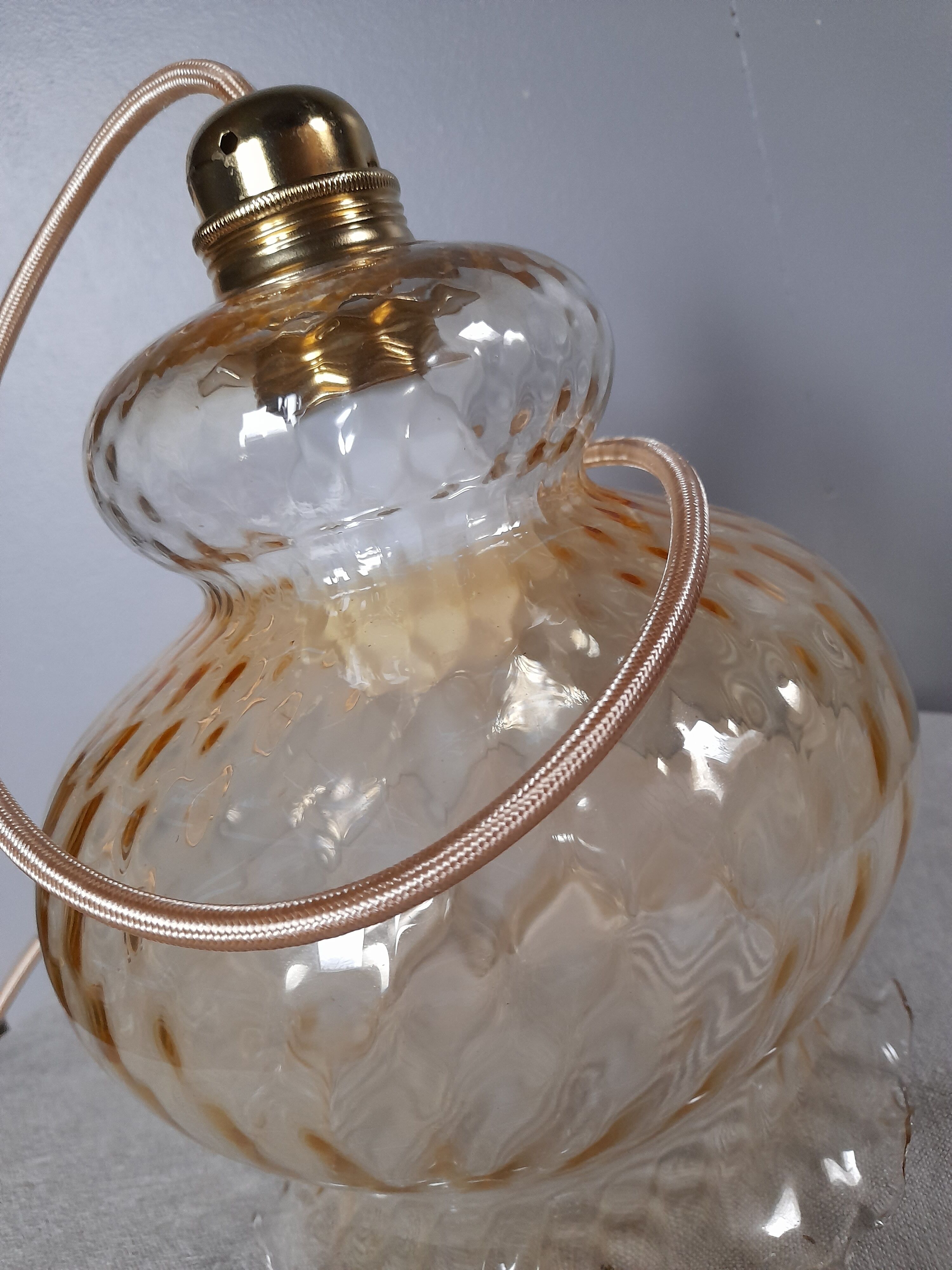 Tulip suspension amber glass, vintage