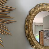 Miroir ovale doré années 70